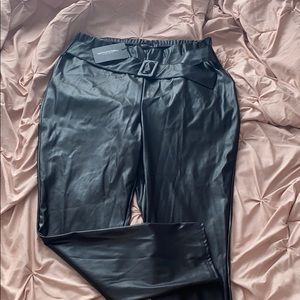 Faux leather belted pants NWT